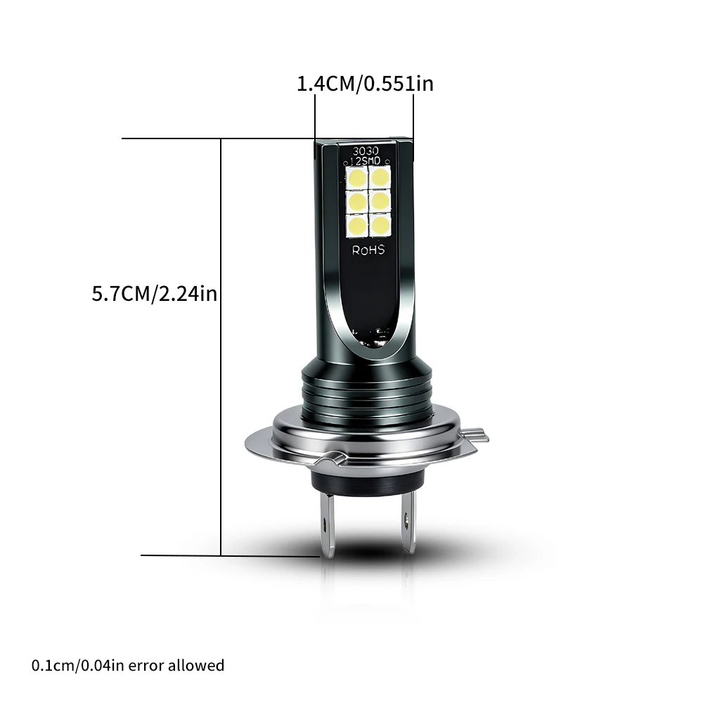 2 Stück H7 LED-Scheinwerfer Nebelscheinwerfer DRL-Birnen 6000K 3030-Chipsets 12 Chips Plug-and-Play für Auto-Scheinwerfer Nebellampen – Detail 6