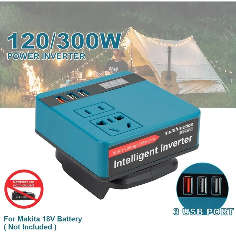 Battery Inverter 220-300-50-AC220V/DC220V-2 For Makita 18V Battery Interface Plug And Play Versatile Home Outdoor Work Inverter