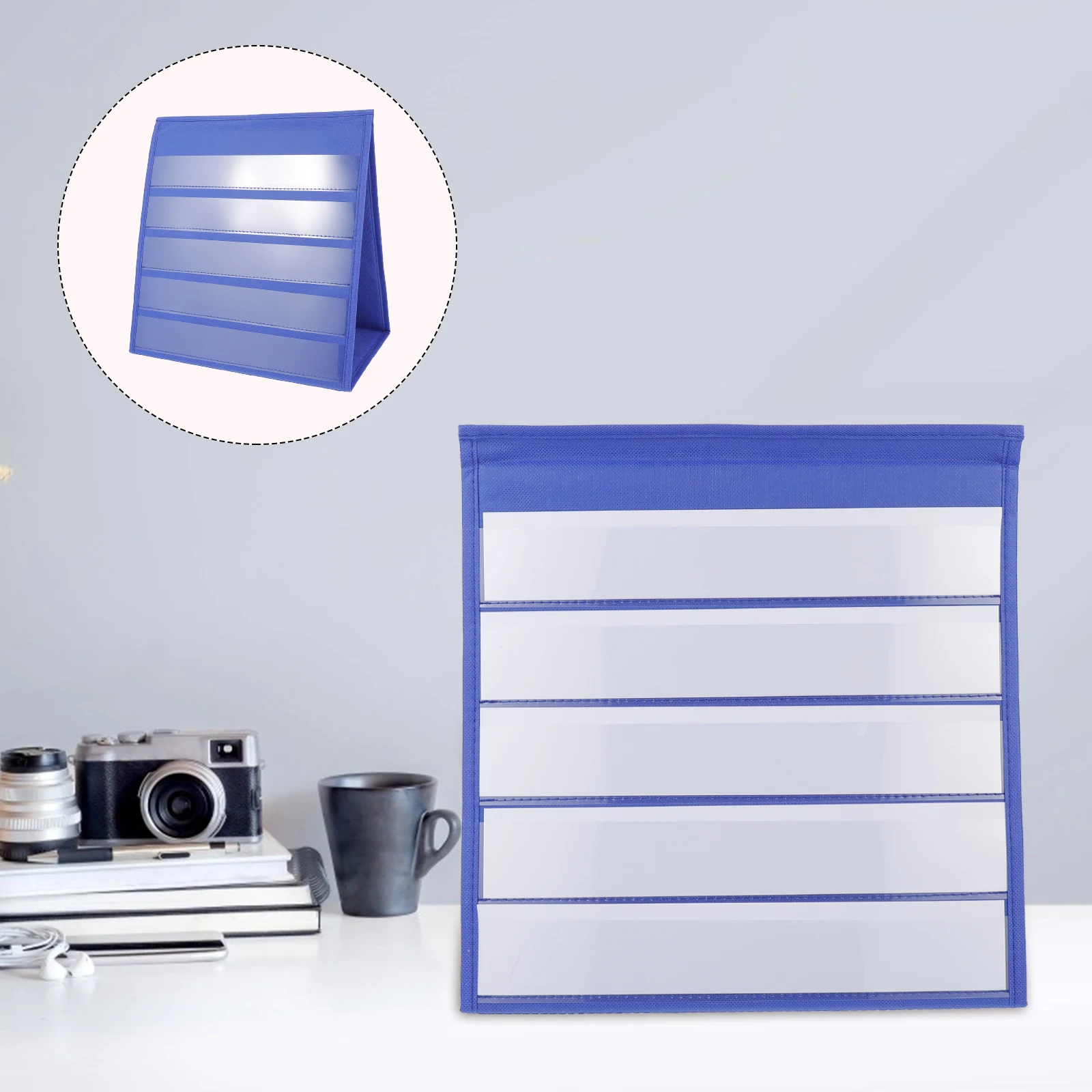 

20pcs 30.5X33Cm Desktop Pocket Chart Teaching Display Rack Double Sided Self Standing File Holder Sentence Strips Cards