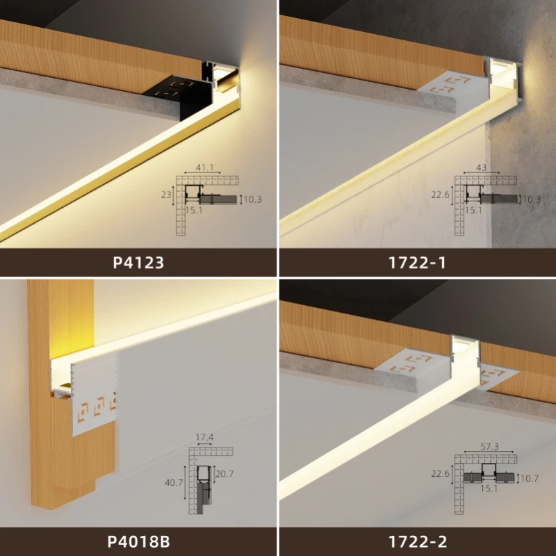 Narrow Ceiling LED Aluminum Profile Embedded Channel Strip Light Luminous Plaster Molding Hidden Backlight Linear Lighting