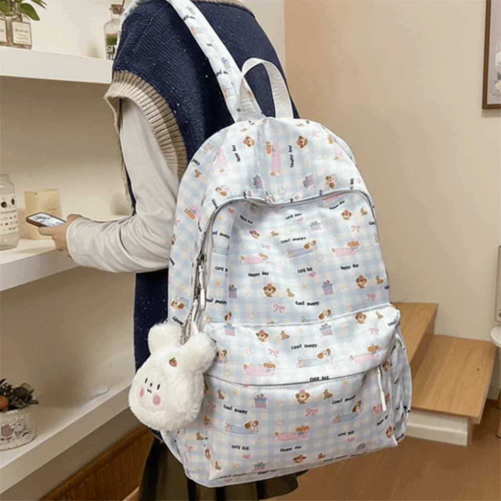 

Большой вместительный нейлоновый рюкзак для путешествий, легкий, с принтом кошек и собак, мультяшный, с бантом, дышащий, водонепроницаемый, для студентов и школьников