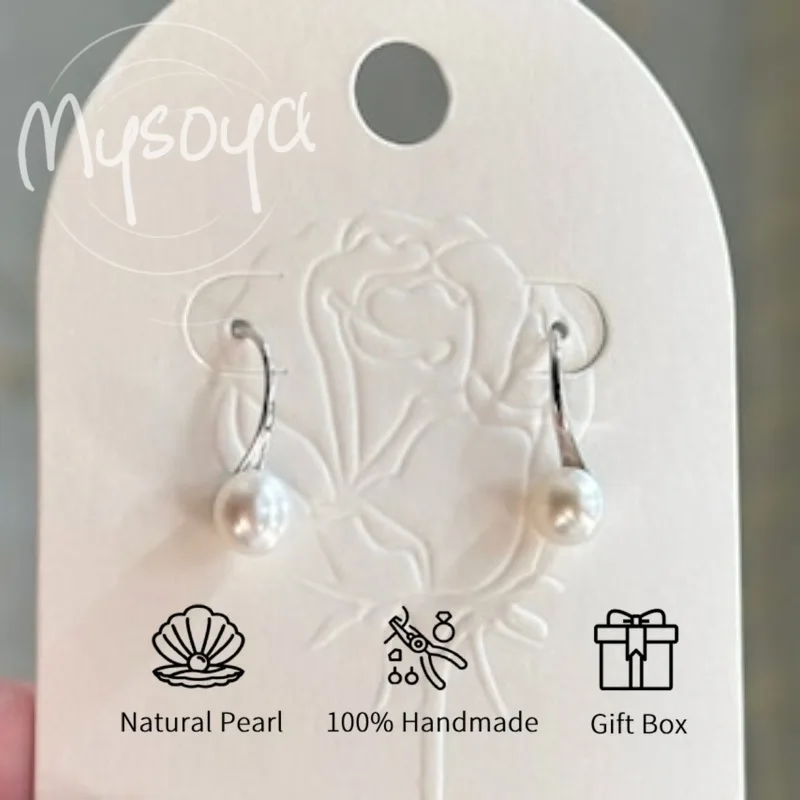 

MYSOYA White High-Heeled Freshwater Pearl Earrings 6-7mm With Gift Box For Her/Him Birthday/Wedding/Christmas/New Year Gift