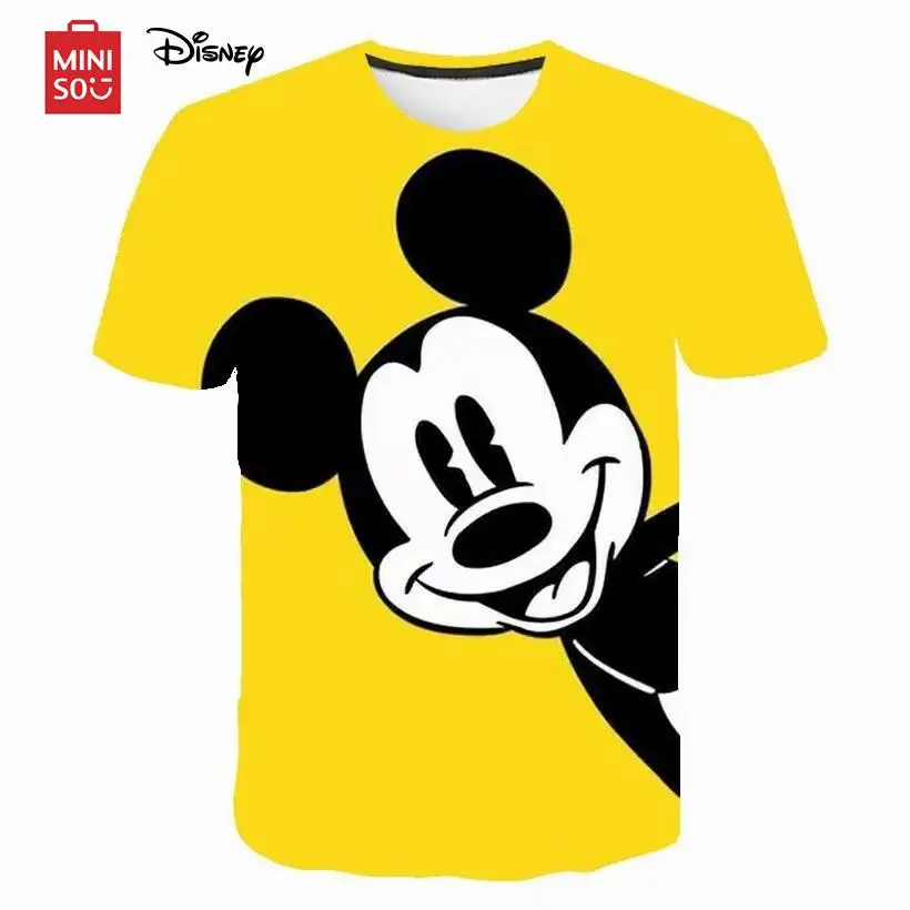 Miniso Disney Cartoon Mickey Mouse T-Shirt Kinder T-Shirt Jungen 3D-Druck Sommer Mickey atmungsaktives Shirt 1-14 Jahre altes T-Shirt