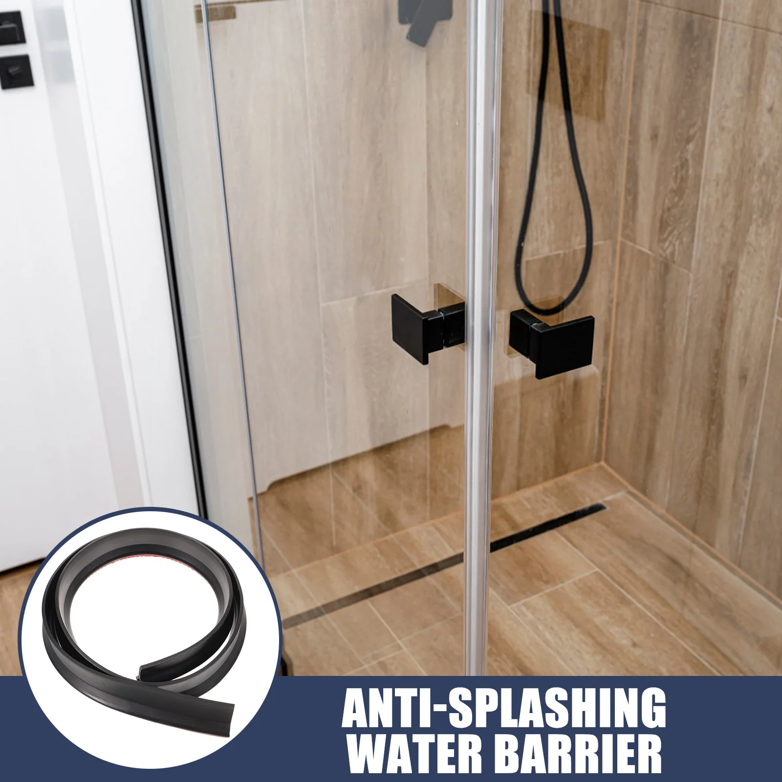 

Bathroom Shower Water Stopper 1m Rubber Strip Prevents Splashing Splash Guard for Kitchen Sink and Bath
