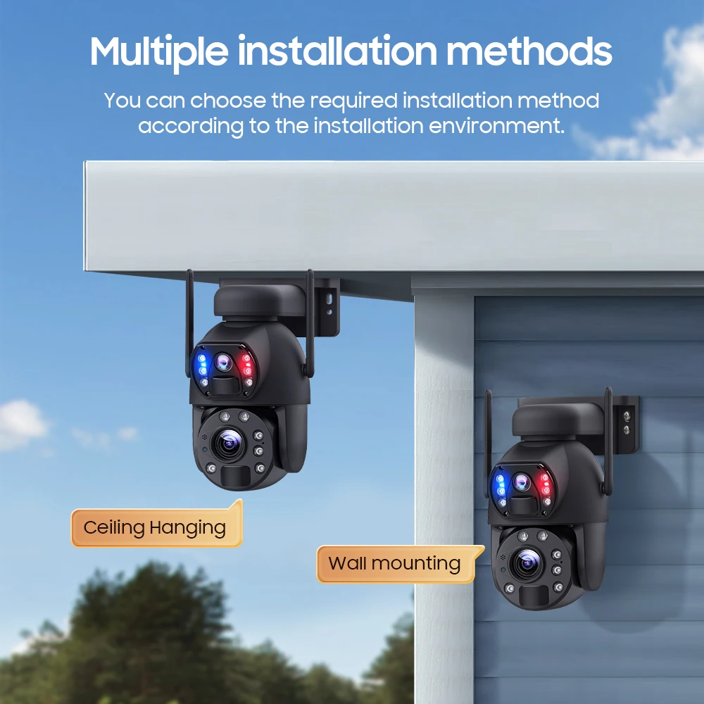 كاميرا Wistino Ubox 6MP فائقة الوضوح 10X Zoom Wifi كاميرا خارجية بطاقة Sd إنذار بالطاقة الشمسية كاميرا CCTV للرؤية الليلية بالألوان #3