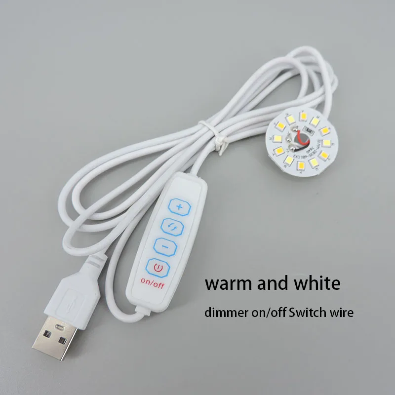 Warm White Color DC 5V 3W USB LED Lights 2835 chip single dimmer Reading Night Desk Book tablet reading Lamp Switch power cable