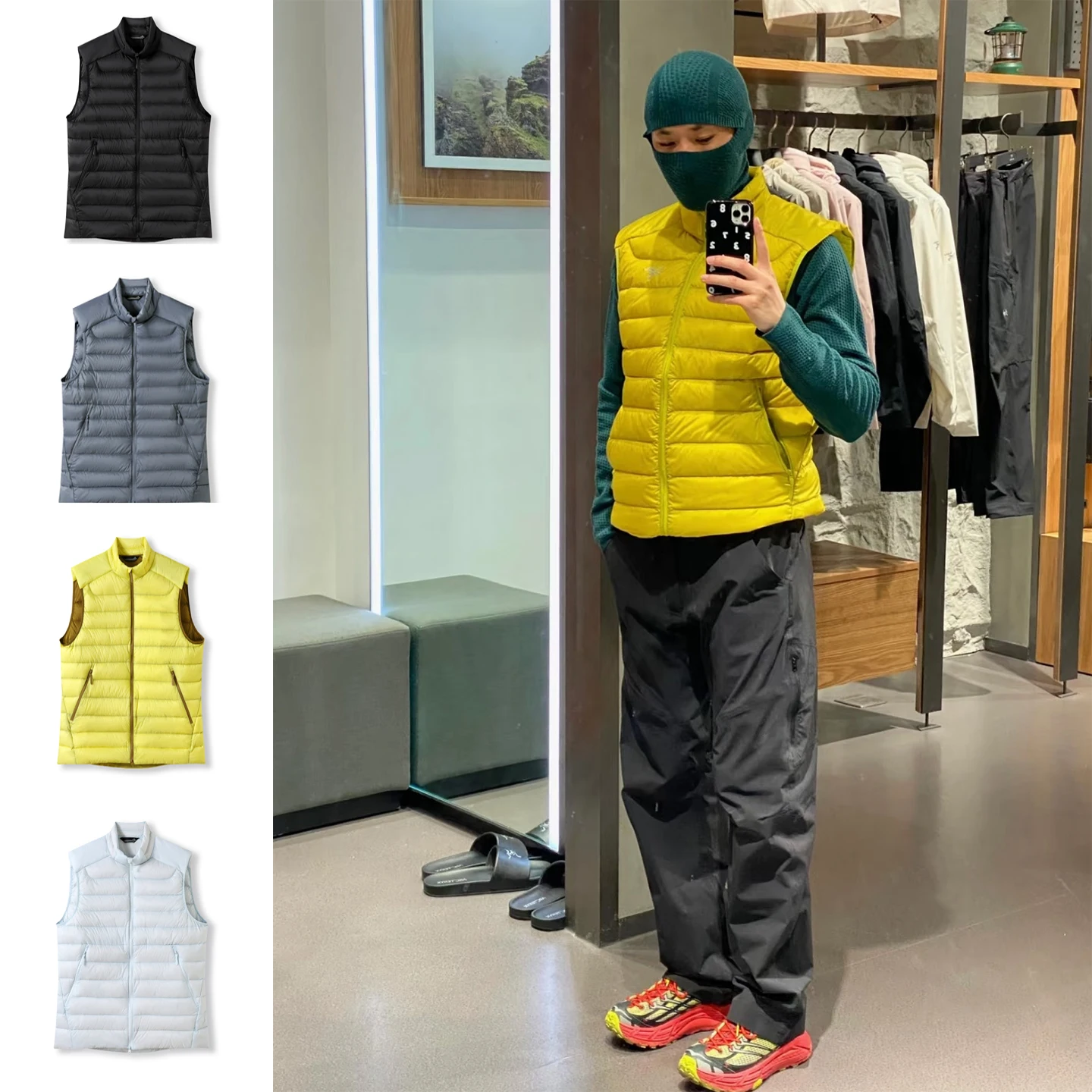 

Men's Winter Outdoor Warmth 90 Duck down Vest Stand Collar Multicolor down Jacket Lightweight Fashion Urban Style Nylon Fabric