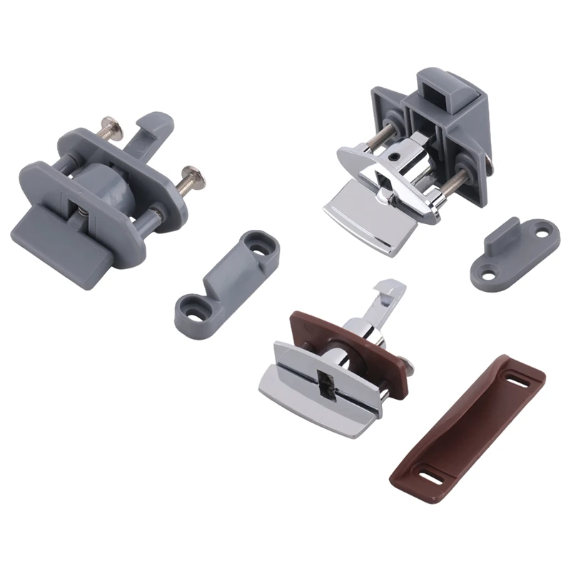 3PCS Car Push Lock RV Caravan Boat Motor Home Cabinet Drawer Latch Button Locks Keyless Door Lock Hardware