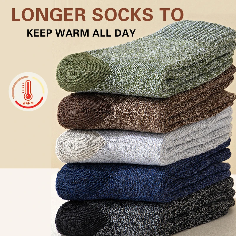 Man Winter Thick Warm Towel bottom Men Socks Wool Male Socks Slipper Socks Merino Wool Socks Against Cold Snow crew Socks 38-44