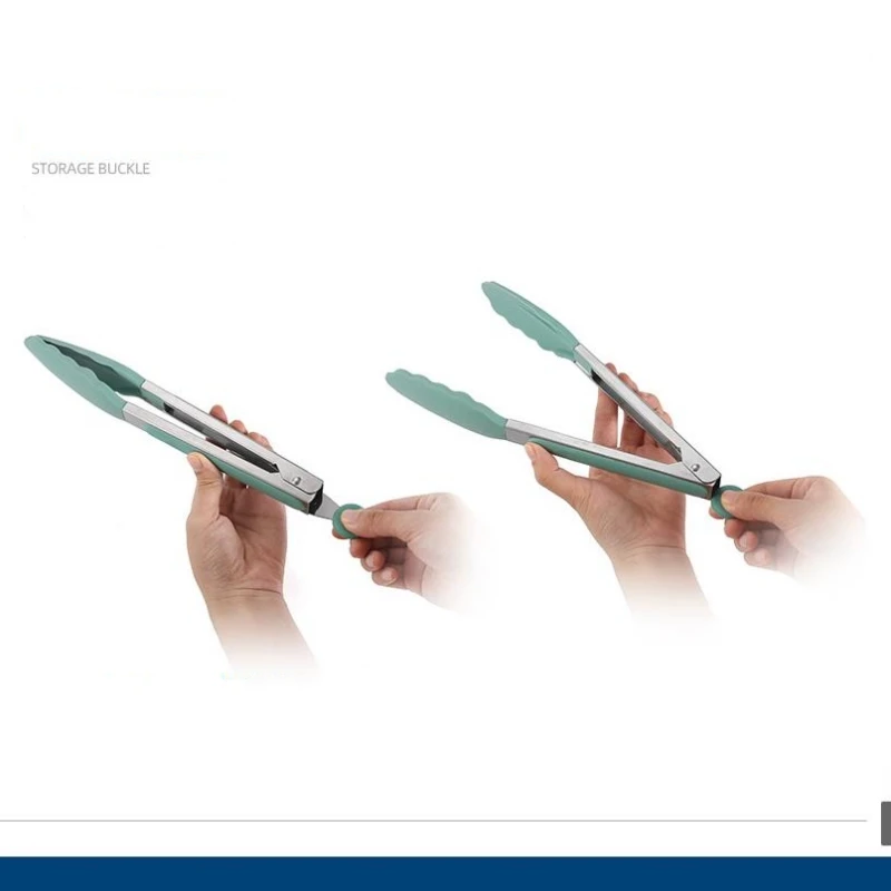 9 Inches Food Grade Silicone Creative Non-Slip Silicone Bread Tong Serving Tong Kitchen Tools BBQ Tools Accessories