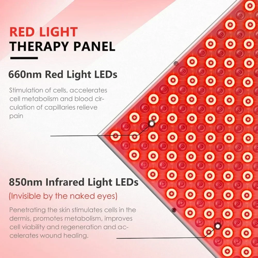 Red 225 LEDs Light Therapy Panel Lamp for Facial Anti Aging Skin Care Beauty LED Light Body Pain Relief Physical Therapy Tools