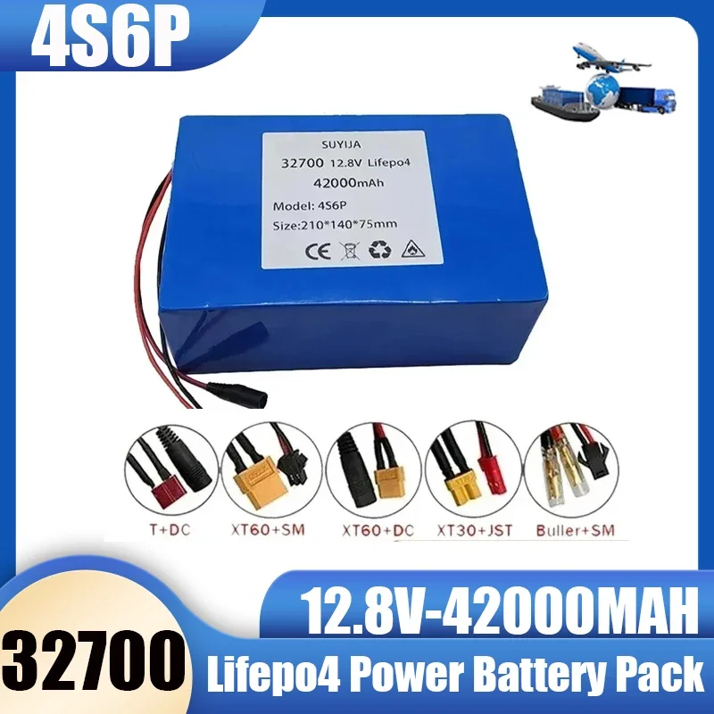 12.8V 42000Ah 32700 Lifepo4 battery pack 4S6P 42Ah backup battery built-in 40A balanced BMS 12V power supply + 14.6V 2A charger