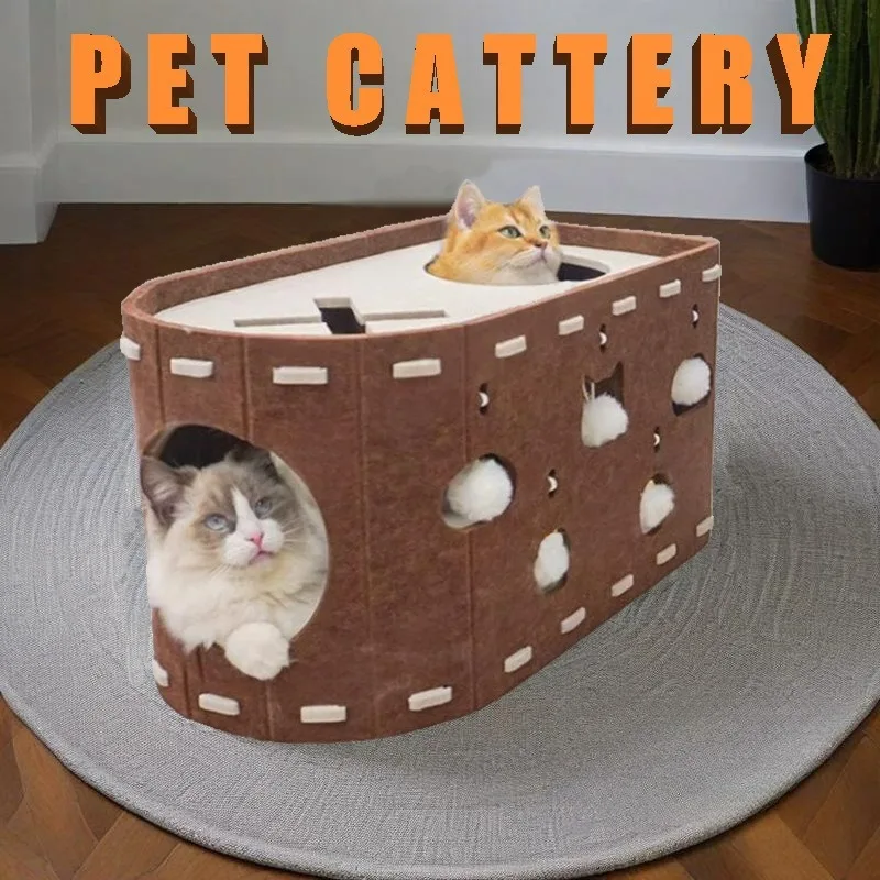 ورأى سرير للقطط القط خدش متكامل مقاومة للاهتراء وغير رقيقة بيت القطط طبقة مزدوجة سرير للقطط تبريد سرير الحيوانات الأليفة مريح