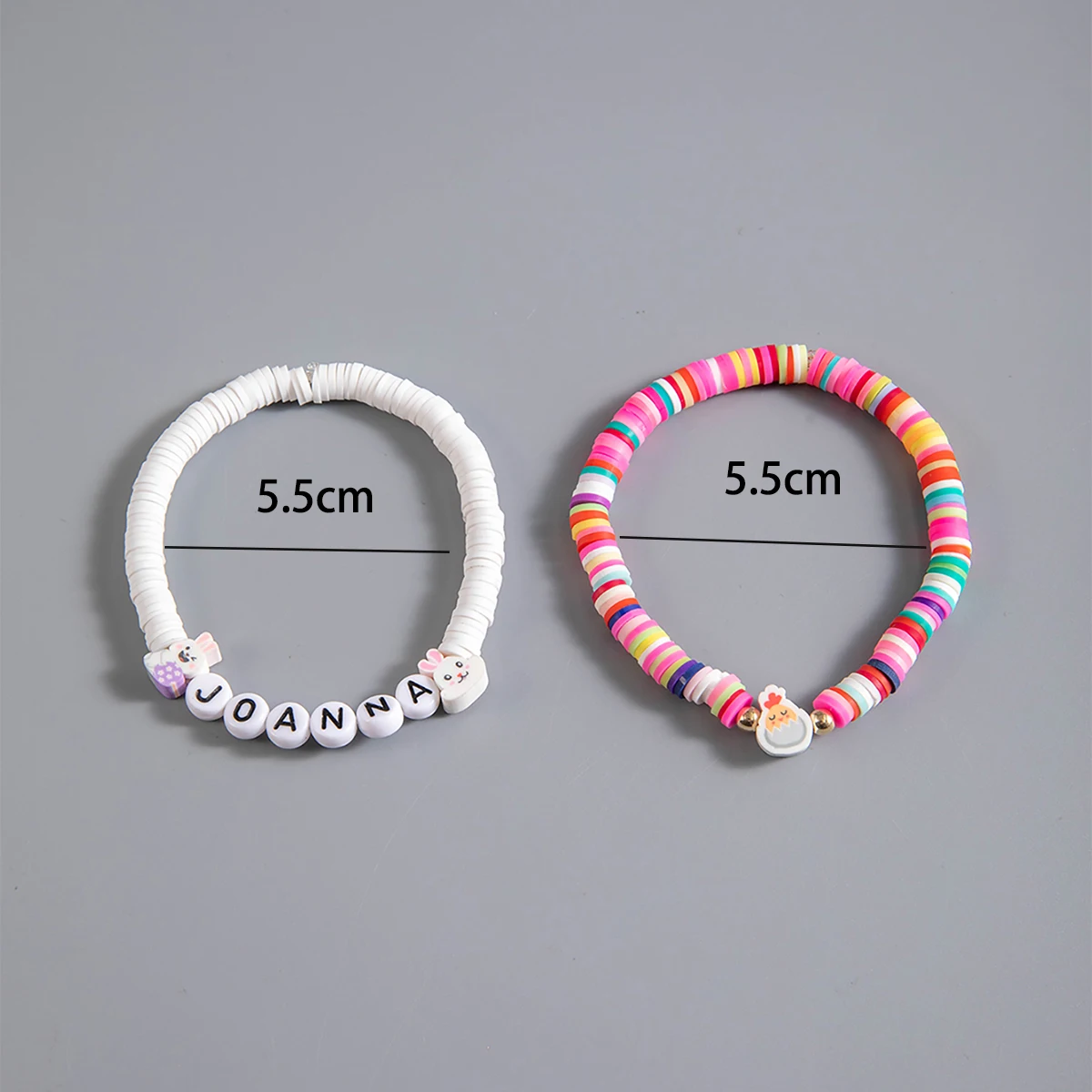 Tocona Fashion Cute Colored Soft Ceramic Beaded Rabbit Carrot Bracelet Set Suitable for Women's Ball  Gatherings Easter Gifts