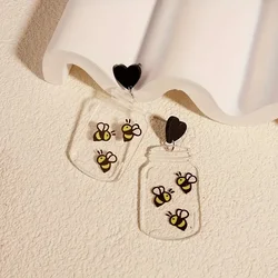 Acrylic Bee Bottle Design Dangle Earrings, Cute Cartoon Animal Playful Style, Everyday Casual Chic Jewelry, Perfect Gift For Wom