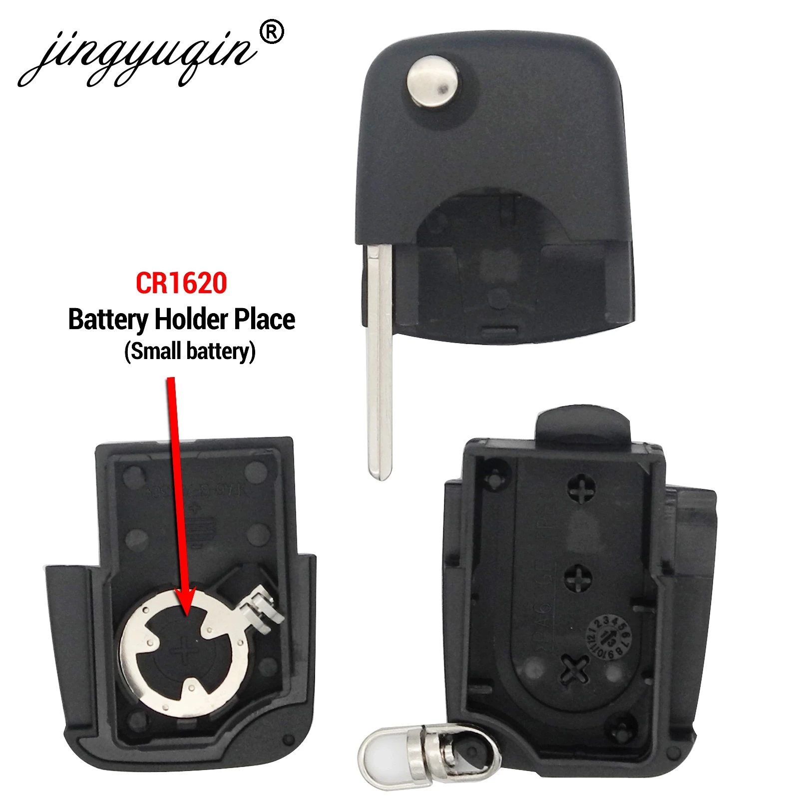 jingyuqin Replace 2/3/4 Buttons Flip Car Key Case Shell Fob For Audi TT A2 A3 A4 A6 A8 TT Quattro +Blade CR1620/CR2032 Holder