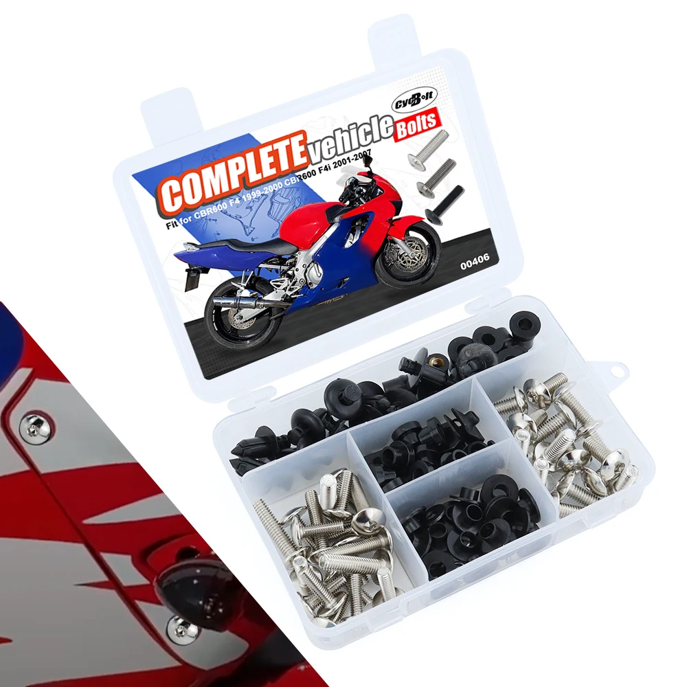 

Motorcycle Complete Full Fairing Bolts Kit Fit For Honda CBR600RR F4 1999-2000 F4i 2001-2007 Fairing CIips Nuts Screws Grommets