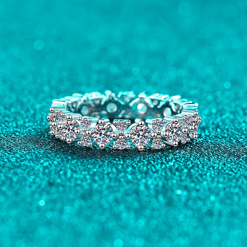 

Stackable Full Diamond Rings For Women 1.56ct Moissanite Platinum Pt950 Versatile Tail Ring Couple Fine Jewelry Anniversary Gift