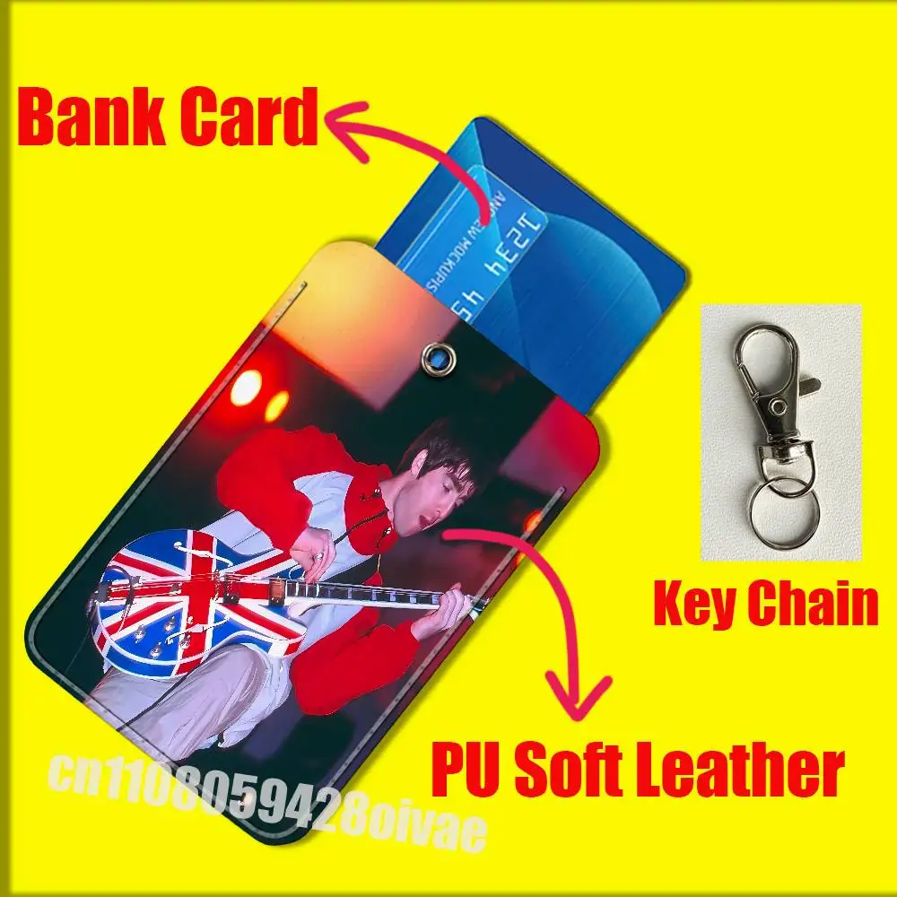 L-Liam Gallagher O-Oasis Definitivamente Talvez para clipes de identificação Banco de crédito Suporte para cartão de campus Capa Decoração Chaveiro de couro PU