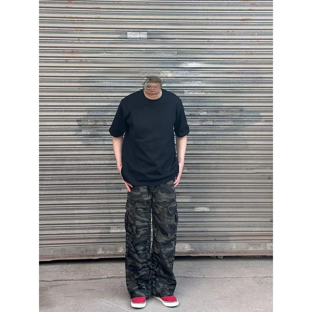 

American Street Retro Camouflage Work Pants Men Casual Loose Drape Wide Leg Jeans Pocket Design Straight Cut Youth Fashion