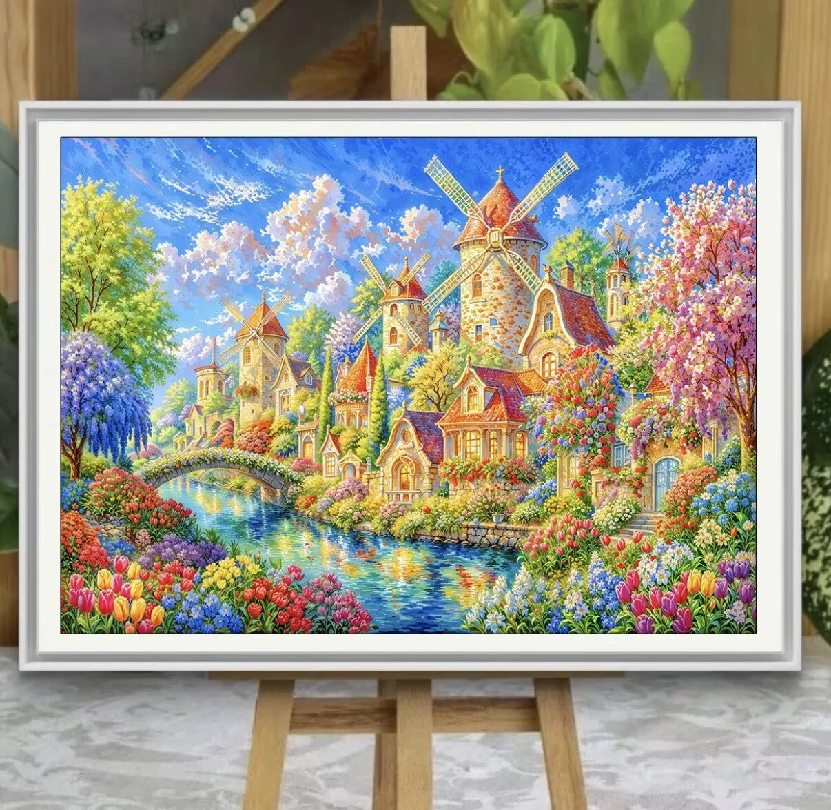 

Набор для вышивания крестиком 9ct 110x75см «Город ветряных мельниц» с принтом, для рукоделия, с иглами и нитками, 75 цветов.