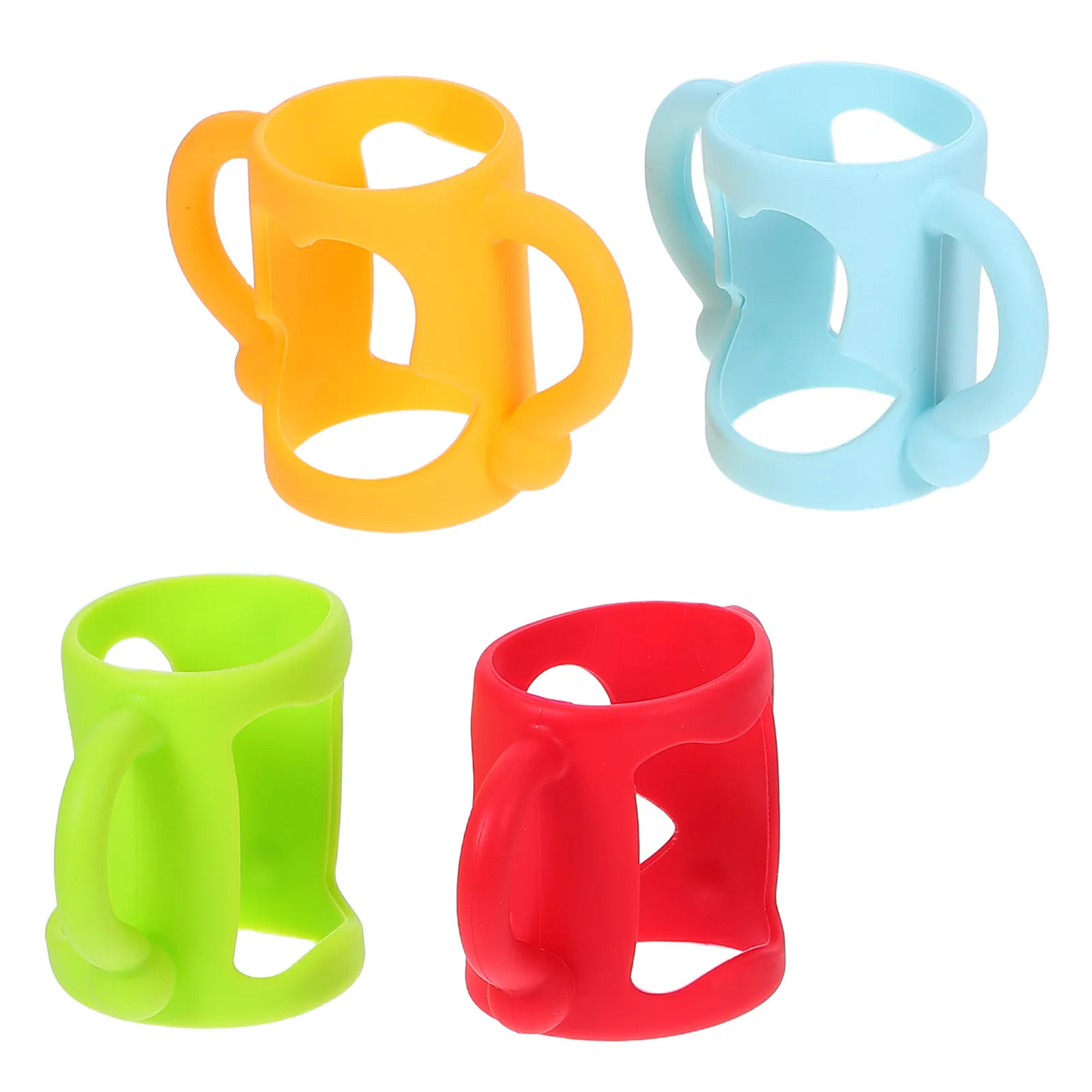 

4 шт. силиконовые ручки для детских бутылочек, нескользящие, эргономичный дизайн, безопасная и прочная защита для стеклянных бутылочек, простые в использовании, гибкие чехлы