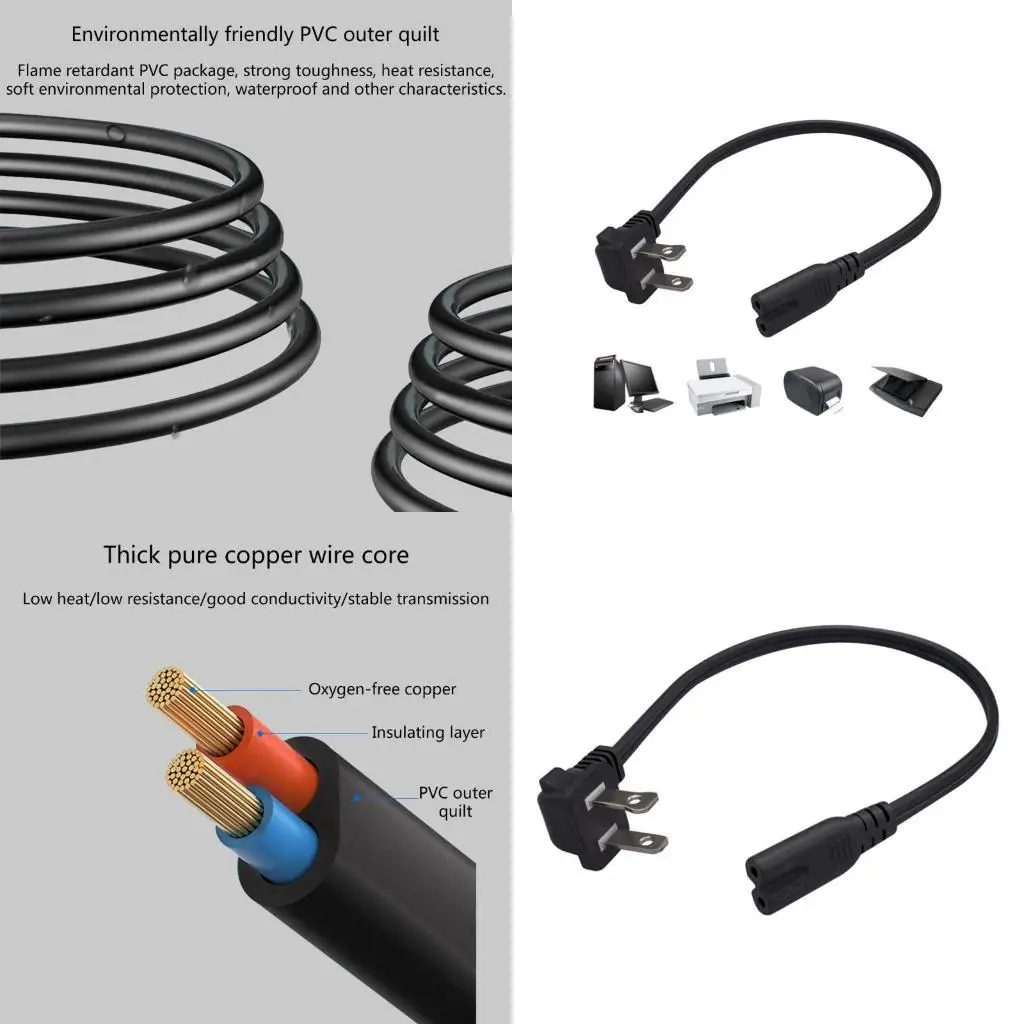 Y1UB Power Cable US 2Prong 1-15P to IEC320 C7 Figure 8 Power Cord for LED LCD Monitors