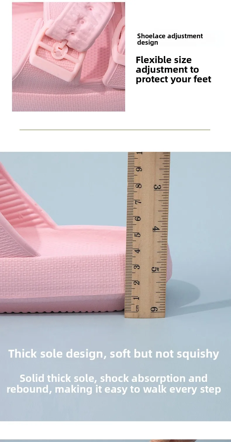 Summer Couple Flip Flops Outdoor Thick Sole Slippers for Women Men Home Sandals with Double Strap
