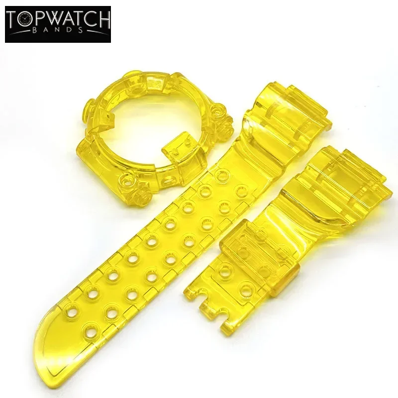 DW8200 Bezel Ice Transparent Watchband Wholesale Sample Watch Band Strap Cover Bracelet Silicone Replacement Red Green Blue