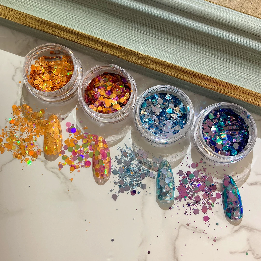 Nail Glitter Shapes Sequins Manicure Nail Art Paillettes Flake Confetti Foil Sparkling Decoration Tips Gradient Accessories