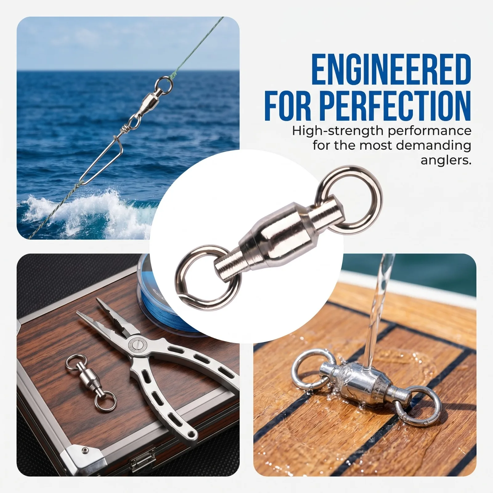 Goture 50/100pcs 0#-8# Stainless Steel Ball Bearing Swivel Snap,High Test Fishing Connector for Saltwater Freshwater Fishing