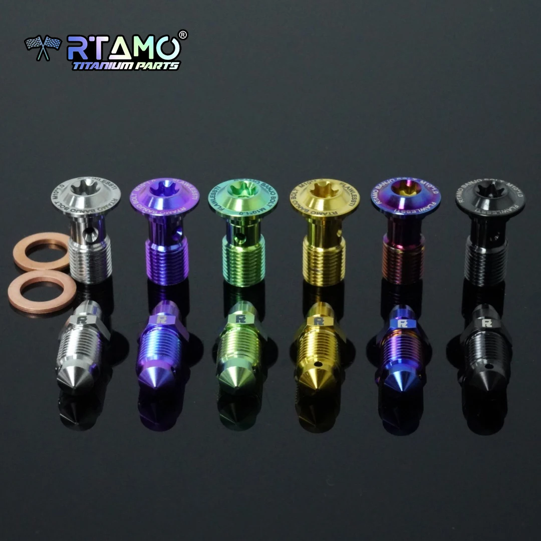 RTAMO Gr5 Titanium Banjo Bolt and Bleeder M10X1.0P Universal Screw Lightweight Anti-Rust for Caliper Modified