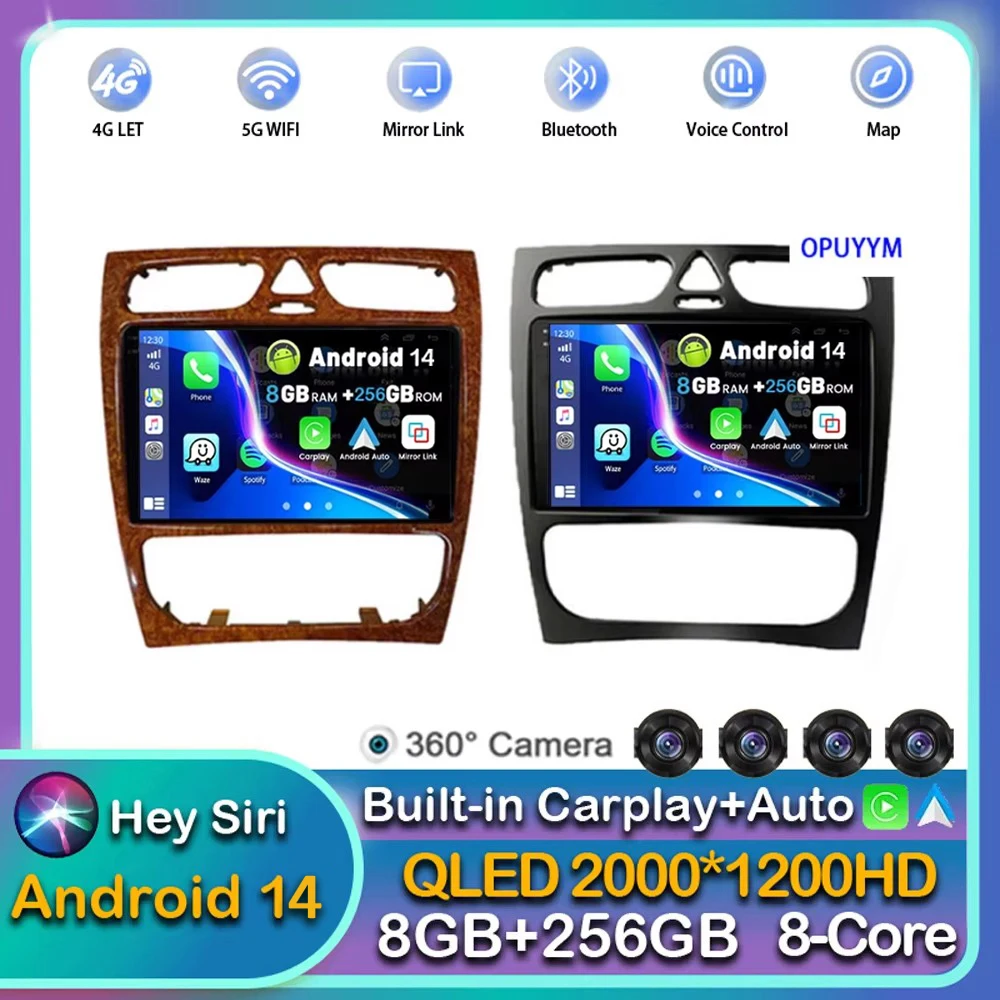 

Android 14 Carplay For Mercedes Benz C-Class W203 C200 C320 C350 CLK W209 2002-2005 Car Radio Multimedia Player GPS 2DIN Stereo