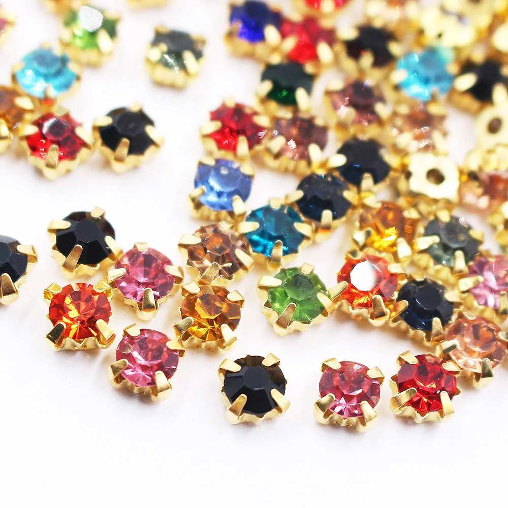 3mm-10mm Klaue auf Strass steinen nähen Flatback glänzende Kristalle Glasperlen Stoff Bastel steine Stass auf Strass steine für Kleidung nähen – Detail 4