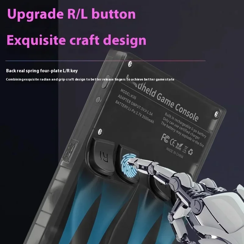 K36 Retro Handheld Open Source portable Video 3.5 Inch IPS Screen Game Console 16000 Games Emulator for PSP/PS1/DC/N64/SS 500nit