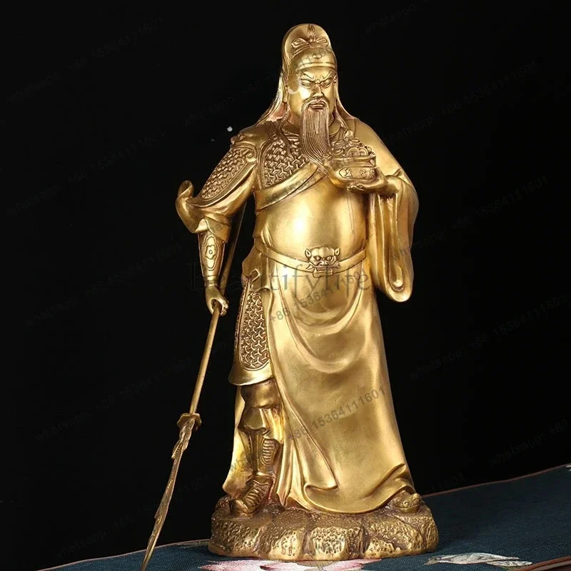 PG   brass guan gong holding ingot buddha statue - chinese style guardian deity figurine