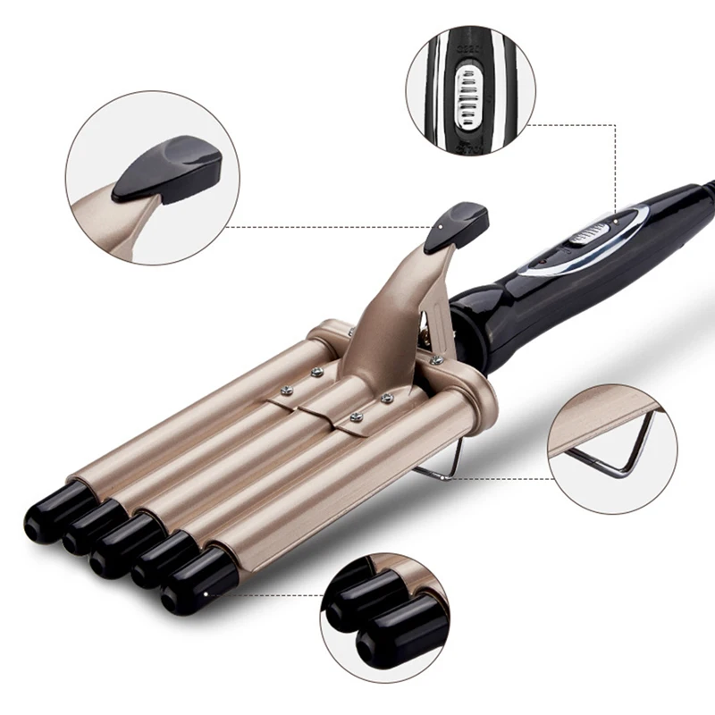 

Dual Voltage 3 Barrel Ceramic Hair Curler Wand Electric Styling Tool PTC Heater LCD Waving Barrel Iron for Household Use