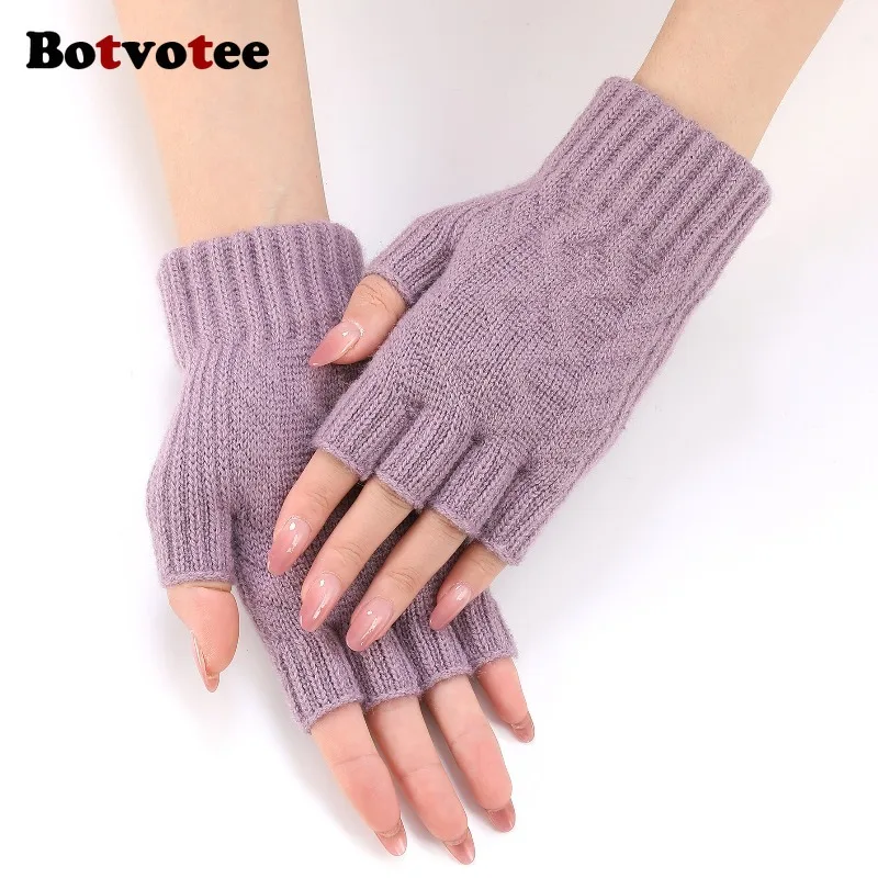 

Botvotee женские рукава, бесплатная доставка, гетры Y2k, аксессуары, полупальцы с четырьмя черепашками, зимние вязаные розовые теплые перчатки