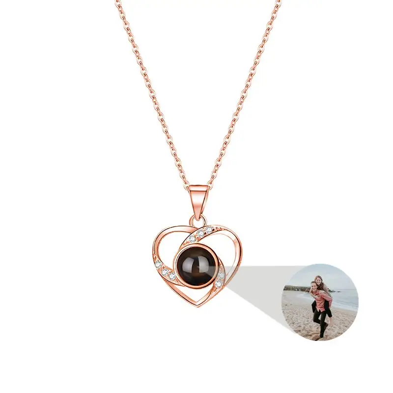 Heart Necklace for Women Necklace 925 Silver Chain Custom Photo Projection Photo Necklace Birthday Valentine's Day Gift Fashion