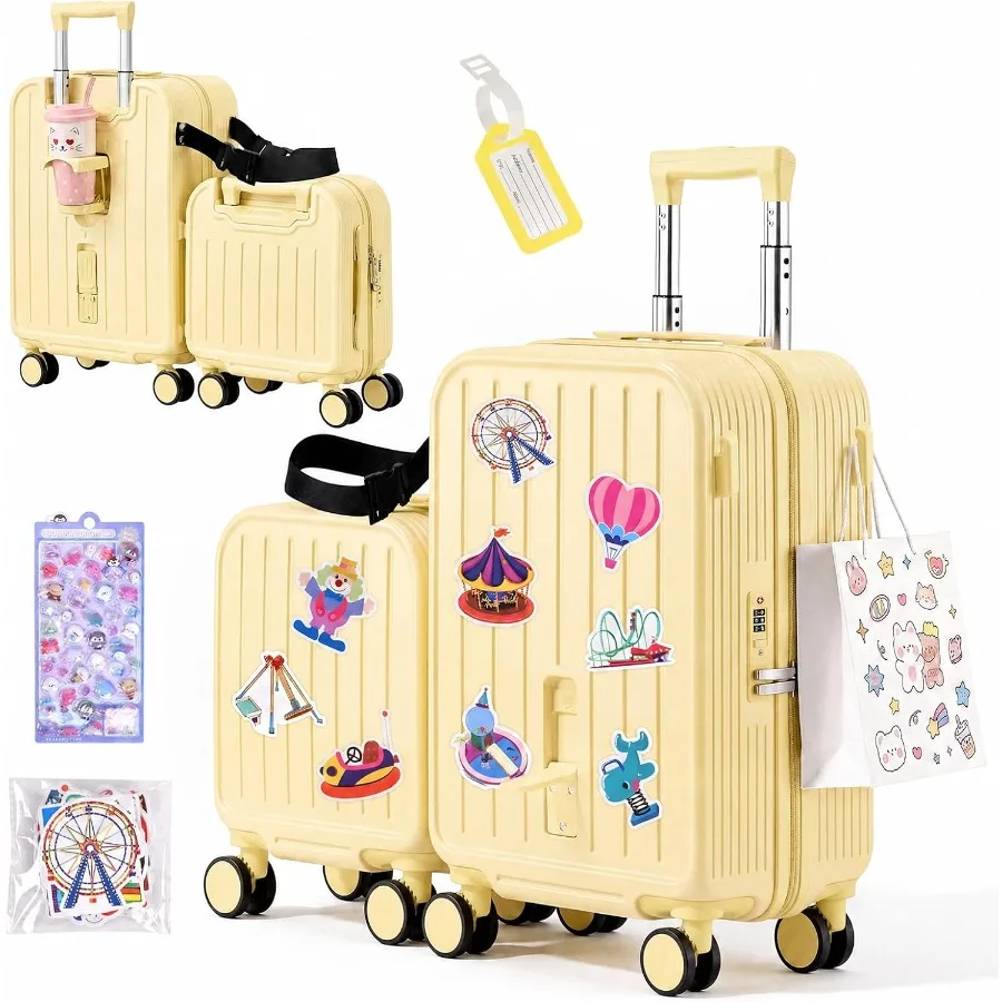 Ride On Suitcase for 2 Pcs Carry On Luggage Set