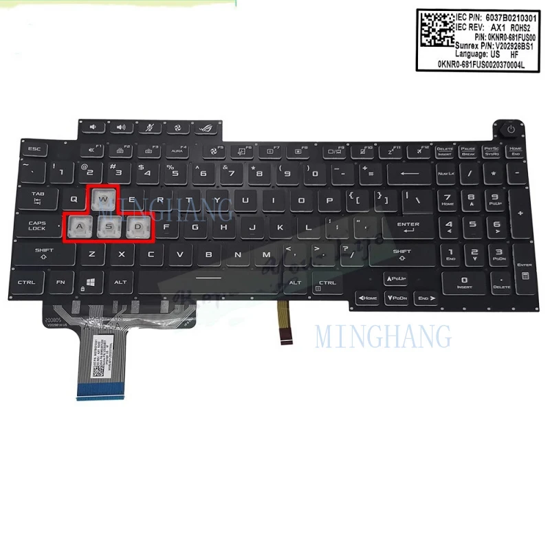 

Новая клавиатура для ноутбука ASUS US с подсветкой 0KNR0-681FUS00 V202926BS1 6037B0210301