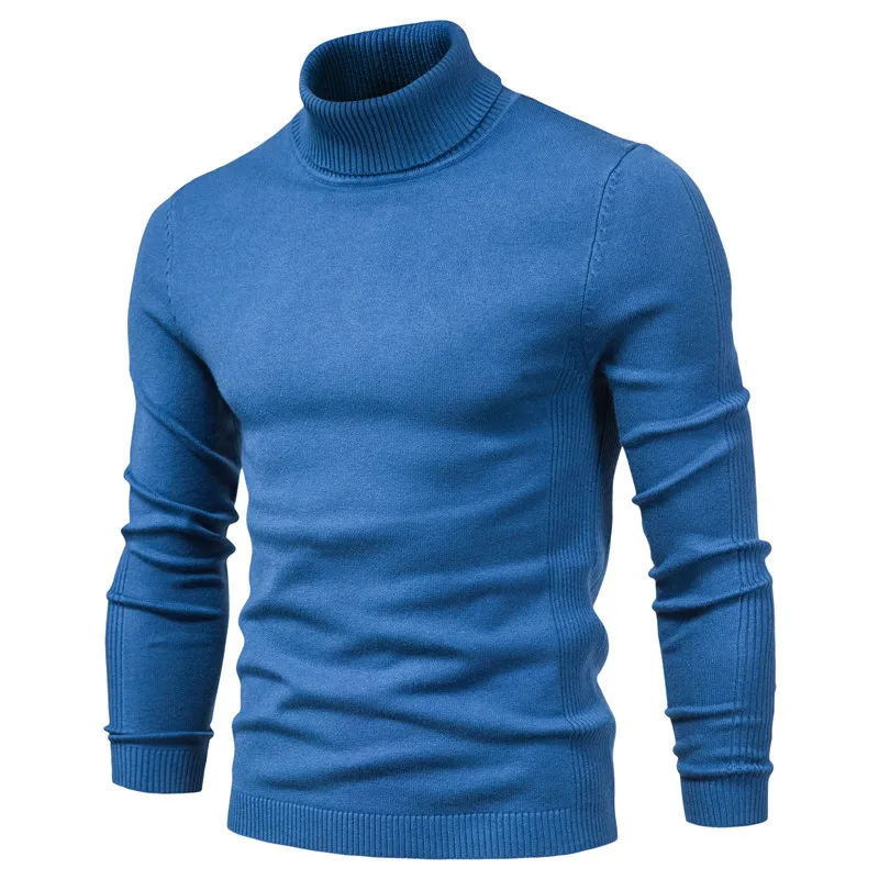 Outono inverno cor sólida masculino quente casual camisola de malha fino ajuste masculino jumper roupas 2023 camisola de gola alta masculina my704