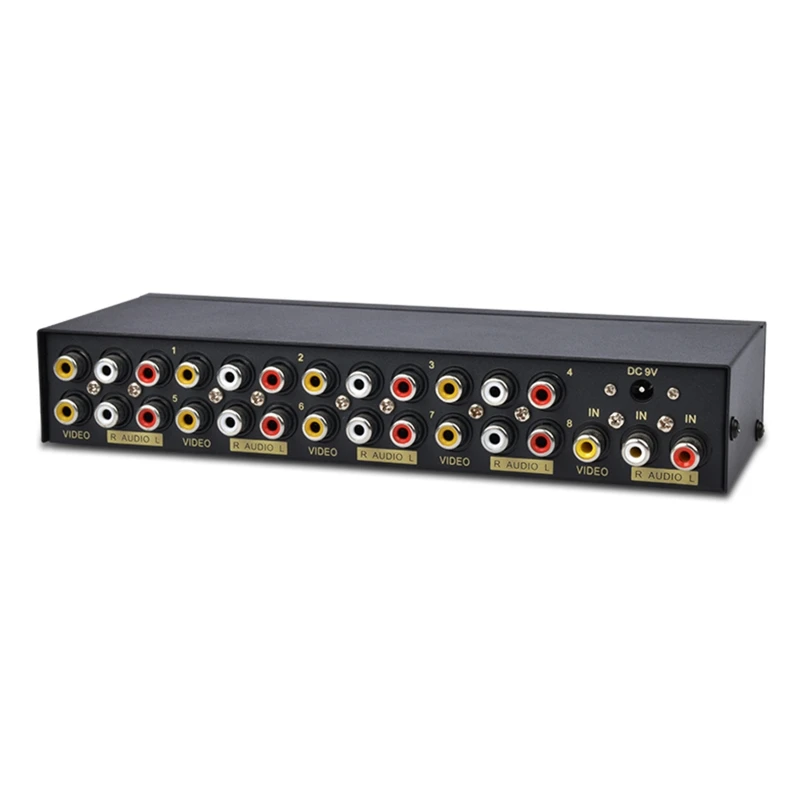 8-weg Composiet RCA Splitter 1X8 Video 1 in 8 uit Selector Box Splitter Distributeur voor STB DVD HDTV