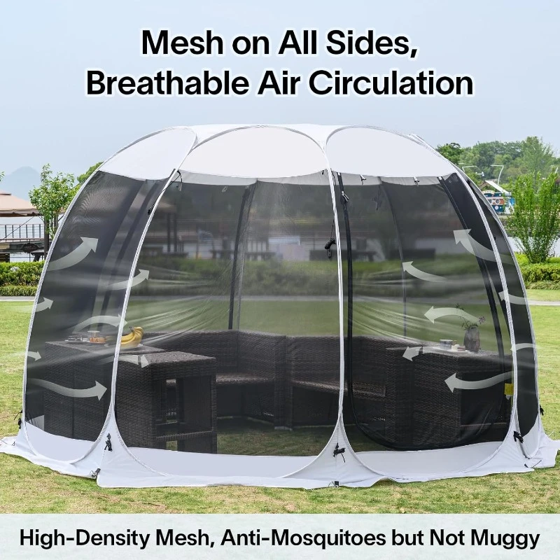 Instant Setup Mesh Net Outdoor Gazebo Sun Shade Dome Tent Pop Up Canopy with Carry Bag for Camping, Patio, Backyard,