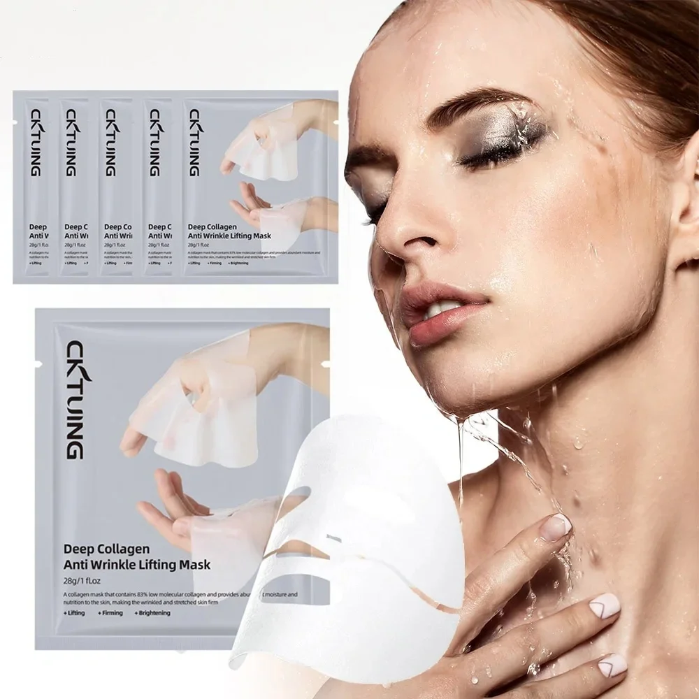 5PCS Biologische Kollagen Gesichtsmaske Tiefe Feuchtigkeitsspendende Feuchtigkeitsspendende Aufhellung Straffende Split Blatt Maske Koreanische Hautpflege
