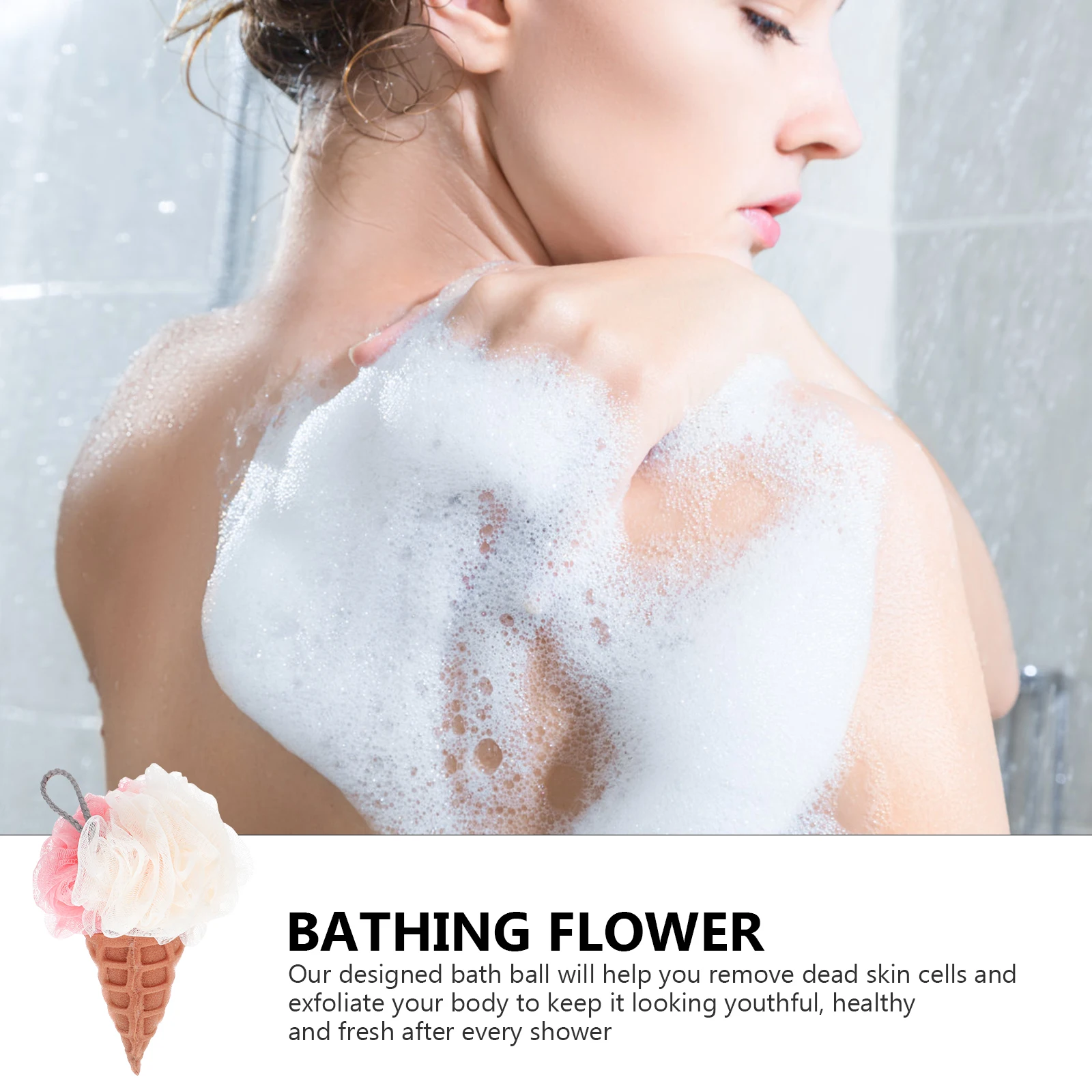 

Supple Thicken Shower Ball Creative Bathing Flower Deep Cleaning Scrubber Premium Pe Material Lanyard Design Durable Comfortable