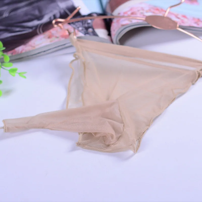 Sexy Invisible Underwear for Men Sheer Thong Ultrathin See Through Penile Sleeve Briefs Couple Exotic Bar Sissy Gay Large Size