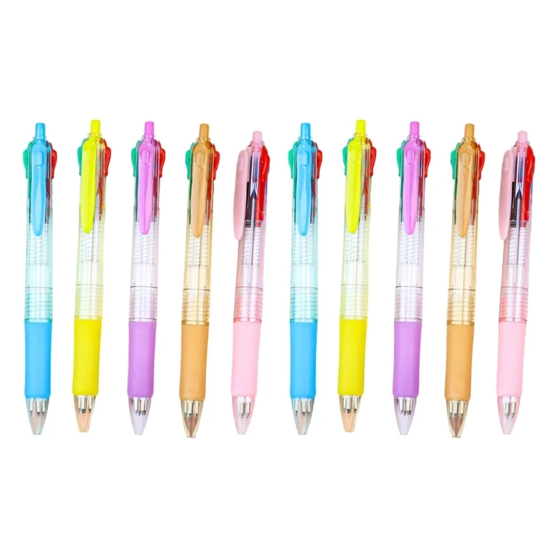 Y5LB 10pcs Simple Ballpoint Pen 1.0mm Multicoloured Pen 4 Colors Retractable Ballpoint Pen Writing Tool Gift