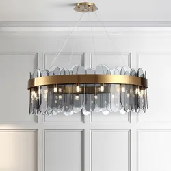 Nordic Smoke Grey Glass Chandelier Living Room Pendant Light Hanging Lamps Bedroom Hotel Restaurant Bar Luminaria