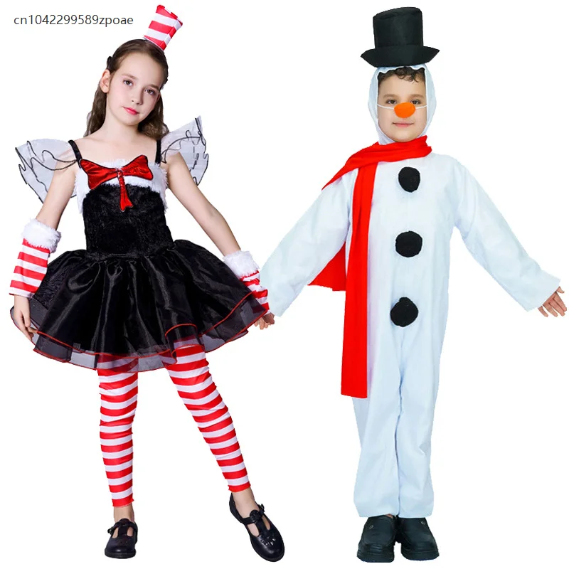 

Children's Christmas White Cute Snowman Onesie Costume Set Christmas Elf Christmas Party Cosplay Stage Performance Outfit 2025